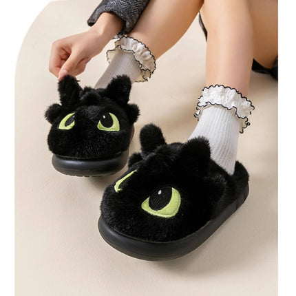 Winter Cute How To Train Your Dragon Toothless Slippers  Include Heel Furry Couple Anti-slip Keep Warm Good Looks Shoes Gift