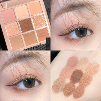 DIKALU Nine Color Eyeshadow Tray Nine Palace Grid Matte Pearl Summer Milk Tea Purple Peach Pink Fresh Niche