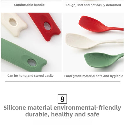 Kitchen Tool Silicone Spoon Multi purpose Grip Comfortable Anti slip Round Handle Large Cookware Tableware Spoon