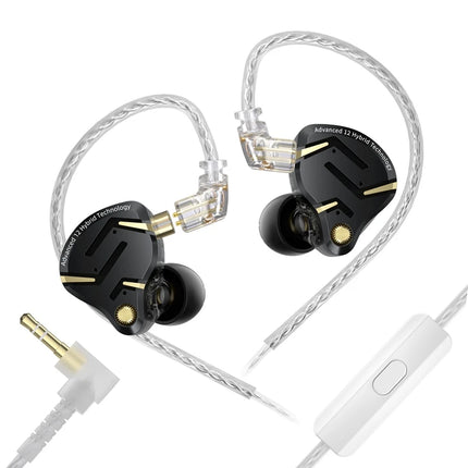 KZ ZS12 PRO 2 in Ear Monitor Headphones 5BA+1DD Hybrid Driver Earphones Gaming Musician Audiophile (Black without Microphone)