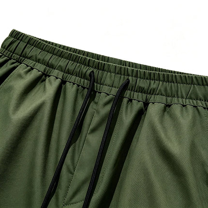 Men New Cargo Capri Pants Loose Fit Elastic Drawstring Waist Multi Pocket Outdoor Walking Holiday Summer Casual 7/8 Trousers