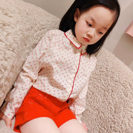 BP26 new spring and summer girls' cherry long-sleeved shirt