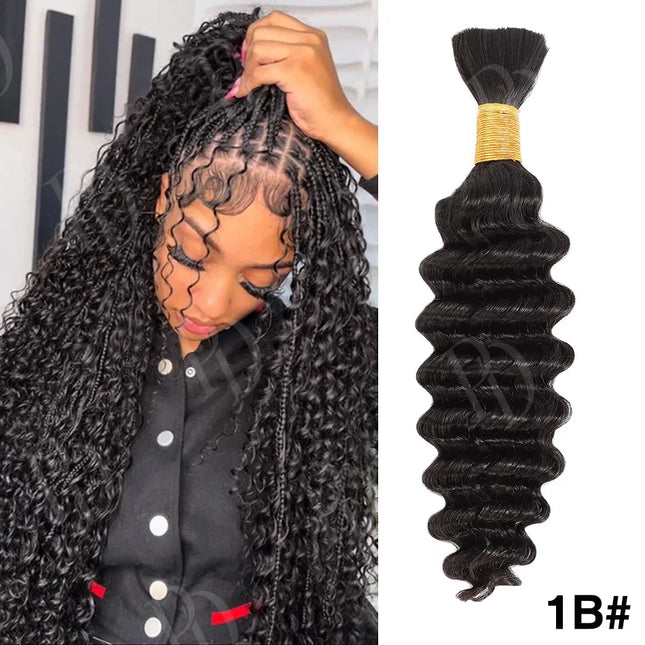Pre-Colored Deep Wave Bulk Braiding Human Hair No Weft Remy Bulk Human Hair 14-28" Boho Curly Bulk Hair Extension Crochet Braids