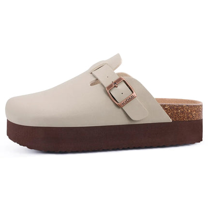 Kidmi New Women Clogs Men Clogs Suede Slippers Fashion Cork Footbed Leather Slippers Classic Mules Soft Antiskid House Slippers