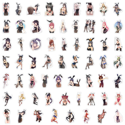 10/60PCS Anime Bunny Girl Creative Stickers Cartoon DIY Guitar Helmet Motorcycle Beauty Stickers Waterproof Graffiti Stickers