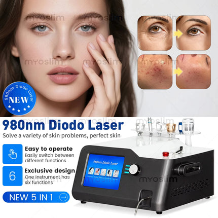 New Remove Spider Veins 980nm Diode Laser Blood Vessels Removal Nail Fungus BEST 30W 5in1 Diode Laser Vascular Removal Machine