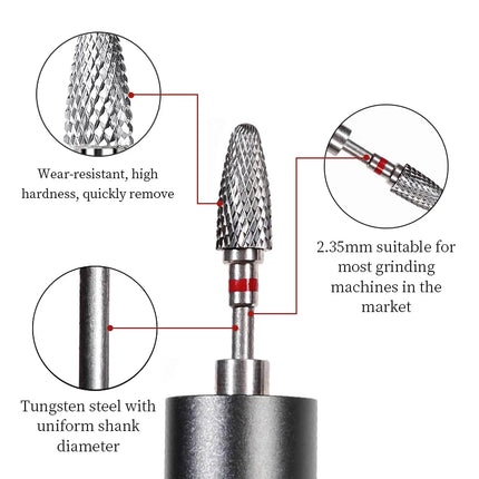Nail Drill Bits Carbide Large Cone Electric Milling Cutter Gel Polish Remover Grinding Tools DIY Accessories Supplies