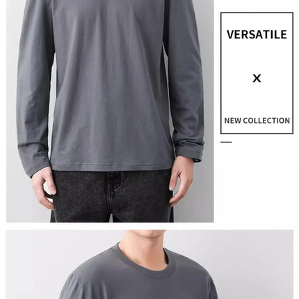 Fast Delivery T-Shirts Men Long Sleeves Tee Tops Male Autumn Plain Cotton T-shirts Plus Size 4XL 5XL Undershirts Man Clothing