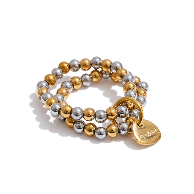 Yhpup Handmade Beads Jewelry Stainless Steel Elasticity Bracelet Bangle Ring Waterproof Fashion Summer Popular Jewelry Wholesale