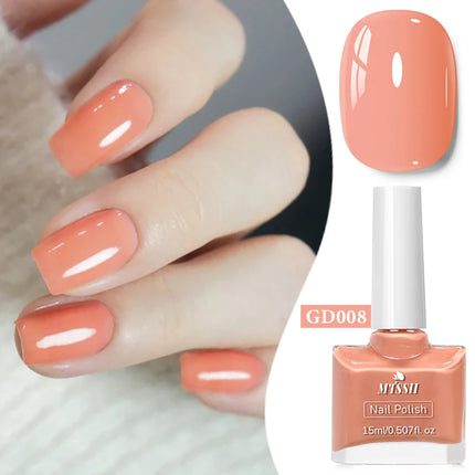Mtssii 15ml Water-Based Nail Polish Quick Drying,Nude Glitter Red Nail Varnish,Odorless,Durable,Peelable,No-bake Nail Polish