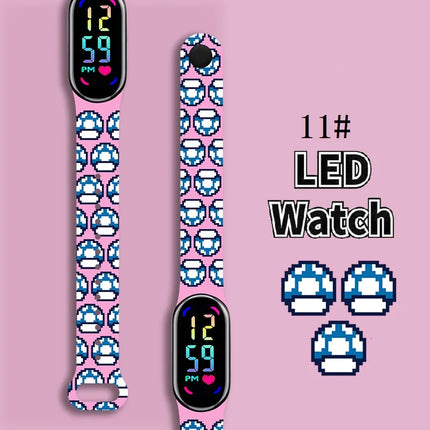 Mario Bros Children's Watches Action Figures Luigi Princess Peach Yoshi Bowser kids Sport Wristband Waterproof Digit