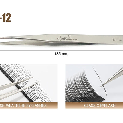 NATUHANA Anti-static Straight Eyelash Extension Tweezers Industrial Precision Curved Straight Lash Eyebrow Tweezers Makeup Tools