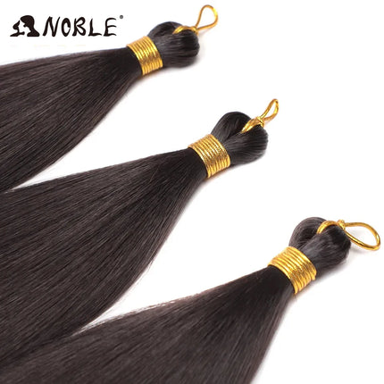 Noble Hair Ariel Straight Pony Hair Bundles Crochet Braids Hair Synthetic Braiding Hair Ombre Brown Soft Crochet Hair Extensions