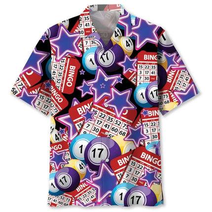 Full Print Mens Retro Bingo Game Hawaiian Shirt New In Summer Short Sleeve Button Up Beach Blouse Casual Men's Aloha Shirt Tops