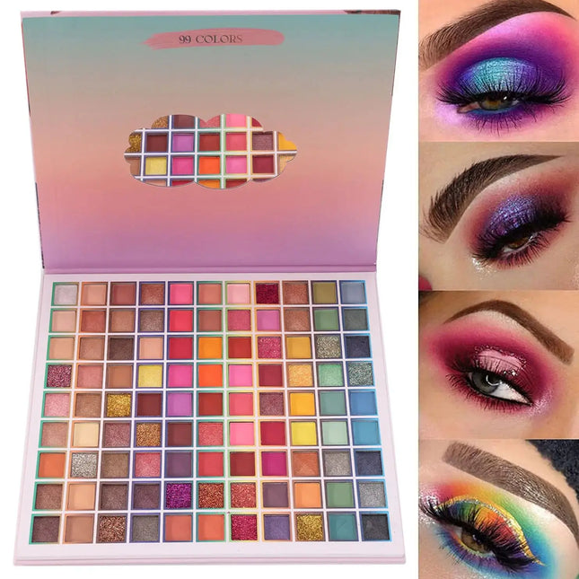 99 Colors Eyeshadow Palette Colorful Eyeshadow Palette, Matte Shimmer Glitter Rainbow Makeup Palle Christmas Day Gifts for Women