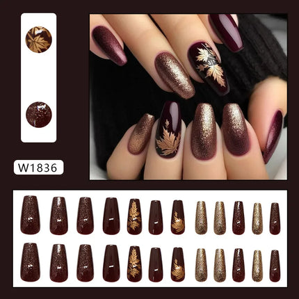 Thousands Stars 24 Pcs Press on Nails Pink Nail Polish Glossy Artificial Finger Manicure Reusable False Nails for Women