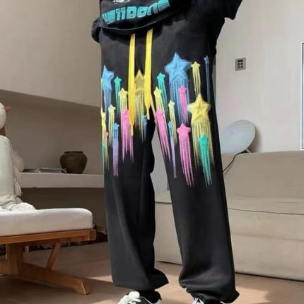 Trousers Hip-hop Male Sweat Pants Wide Leg Sweatpants For Men Straight Black Y2k Slacks New Items In Tracksuit Bottoms Baggy