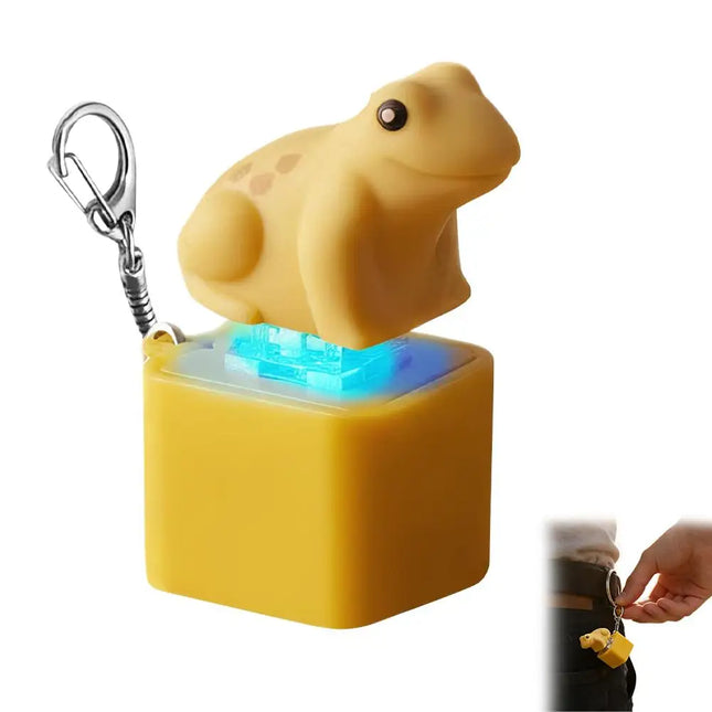 Hot Sale Voice-Activated Frog Keychain LED Light Up Stress Relief Fidget Toy  Press-to-Trigger Realistic Frog Calls Portable Key