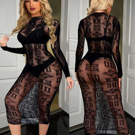 Sleepwear sexy lingerie Babydoll Mesh Intimate Catsuit wedding night nightgown adult bodysuit tube top dress Sexy long dress