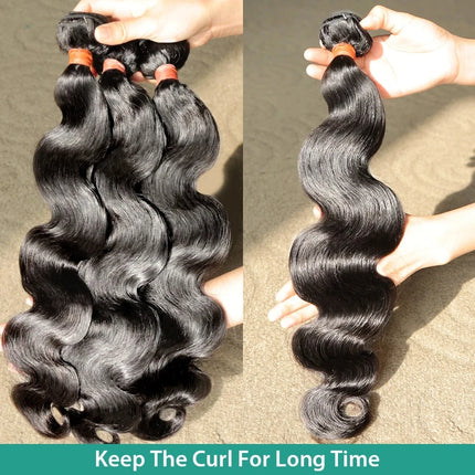 32 32 34Inch Body Wave Bundle Human Hair Brazilian Hair Natural Black Water Wavy Weave 3/4 Pcs Bundles Extensions For Women