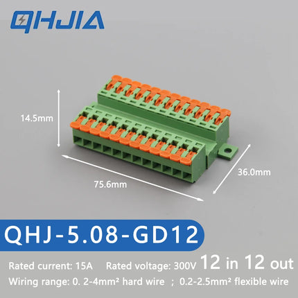 5.08 Threaded Terminal - Welding Free Docking  Handle Spring Plug Quick Connect Suitable for LED Terminal Blocks