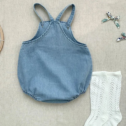 2025 New Baby Boy Girl Romper Cowboy Sleeveless Jumpsuit Toddler Baby Boy Girl Romper Solid Color Boy Casual Costume Baby Romper