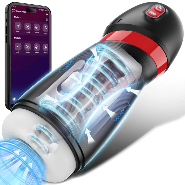 Male Masturbator 9 Sucking Vibrating Modes Blowjob Sex Toys App Control Penis Pump 3D Textured Sleeve Pocket Pussy for 18+ Men