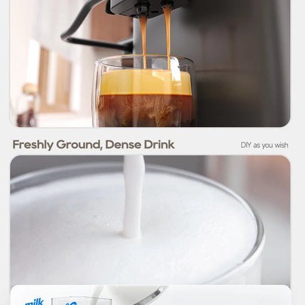 HiBREW Fully Automatic Espresso Machine Cappuccino Milk System 6 Coffee Varieties Intuitive Touch Display With Grinder H16