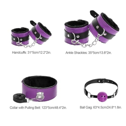 12 PCS Sex Bondage BDSM Restraints Kits Fetish Handcuffs Ankle Cuff Collar Blindfold Whip Rope Nipple Clamps Paddle Anal Toys B