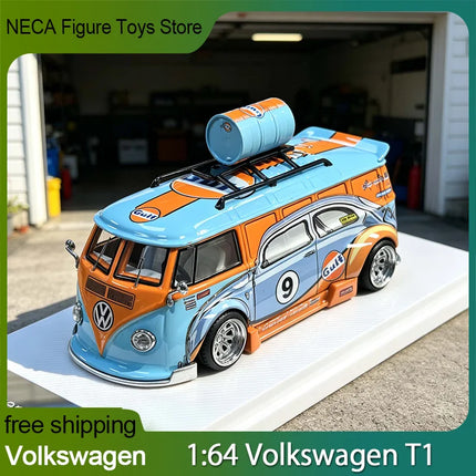 Liberty 1:64 Vw T1 Diecast Car Model Widebody Lowered Gulf Livery 2026 New Alloy Modified Van For Collectors Desktop Display Toy