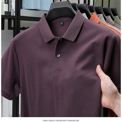 Men's 100% Cotton Polo Shirt - Summer Casual Breathable Tee, 19 Colors, Ideal for Golf and Sports, Business Casual, Silk-Like Finish