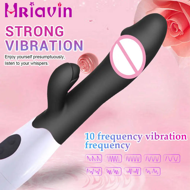 Powerful Dual Vibration Dildo Rabbit Vibrator Clitoris Stimulation G-Spot Massager AV Stick Masturbate Adult Sex Toys For Women