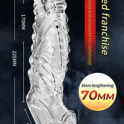 Bullet Vibrator Ring Clear Cock Ring Extender Reusable Penis Sleeve Ultra-Soft Enlarger for Couples Vibrating Dildo Sex Toys Men