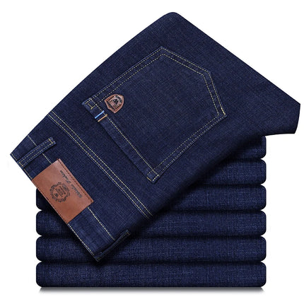 Wthinlee New Business Men's Jeans Casual Straight Stretch Fashion Classic Blue Black Work Pant Denim Trousers Male  Clothing