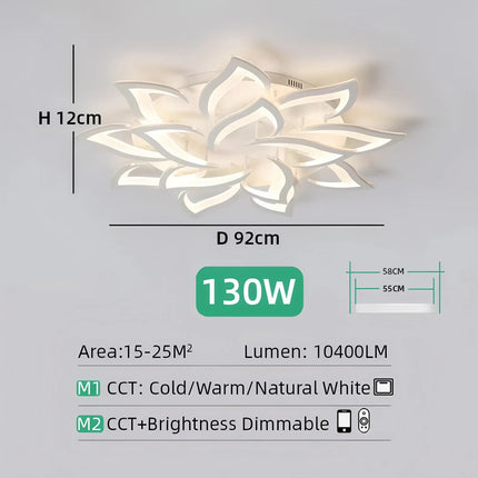 IRALAN Nordic Minimalist Ceiling Light With Remote Control Living Room Modern Creative Petal Design Ceiling Lamp Fixture Bedroom