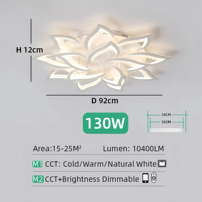 IRALAN Nordic Minimalist Ceiling Light with Remote Control, Modern Creative Petal Design Living Room Bedroom Ceiling Lamp Fixture