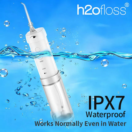 H2ofloss Compact Water Flosser 140PSI Portable Oral Irrigator for Sensitive Gums 5 Modes 5 Nozzles USB Rechargeable Teeth Clean