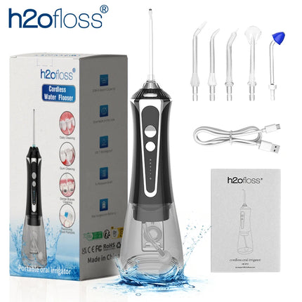 H2ofloss Water Flosser For Teeth Portable Oral Irrigator Dental Water Jet Cleaning High Pressure Mouth Washing 2500mAh 140PSI