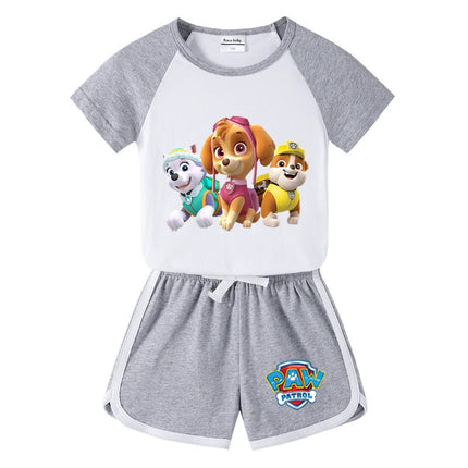 Children's Summer Pajama Set Kids Cartoon PAW Patrol T-shirt+Shorts Sets Boys Cotton Tops+Shorts 2Pcs Baby Boys Girls Sport Suit