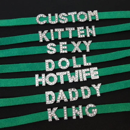 Rhinestone Letter DADDY QUEEN Personalized Custom Name Necklace for Women Fashion Leather Choker Collar DIY Cosplay Jewelry Gift