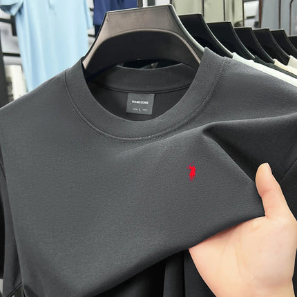 Men's Summer Design High-end Soft 100% Cotton Breathable Short-sleeved T-shirt Stylish Casual Round-neck Simple Versatile Suitable