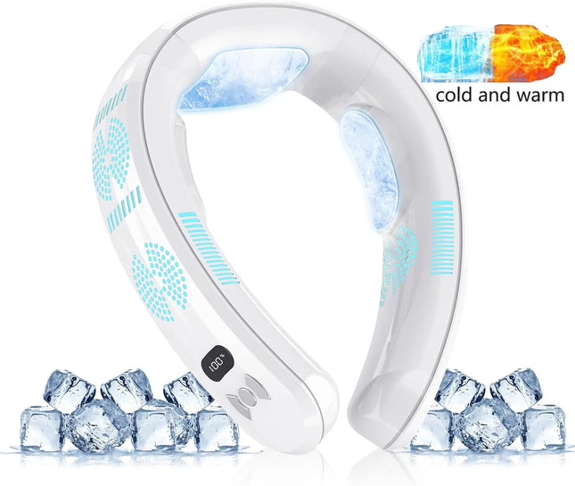 2026 New Upgrade Semiconductor Refrigeration Neck Fan Intelligent Digital Display Cold And Hot Dual-purpose Bladeless Fan