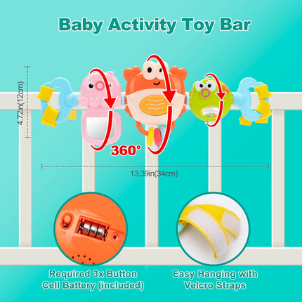 Baby Stroller Toys Cartoon Crab Bell Toys Infant Car Seat Toys Pram Activity Arch Toys Fine Motor Skills Sensory Development
