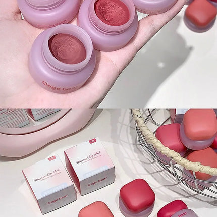 Matte Velvet Mist Cheek Lip Mud Natural Nude Multi-purpose Blush Orange Brown Solid Lip Gloss Tint Lasting Shading Korean Makeup