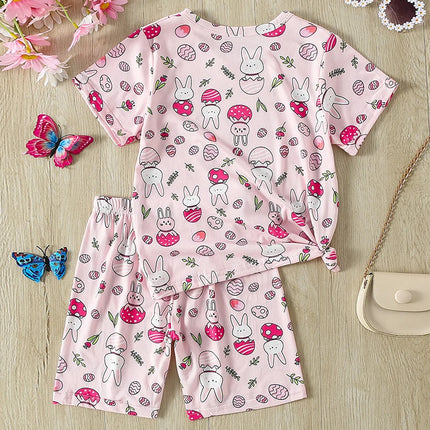 2/4-piece Summer And Autumn Children's Cute Cartoon Print Set For Boys And Girls Comfortable And Versatile Short Sleeved Shorts