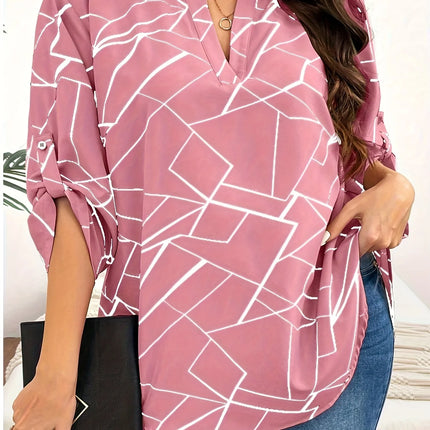 Plus Size Spring Autumn Women's Elegant Blouses Shirt Casual Fashion V Neck Loose Long Sleeve Female Tops