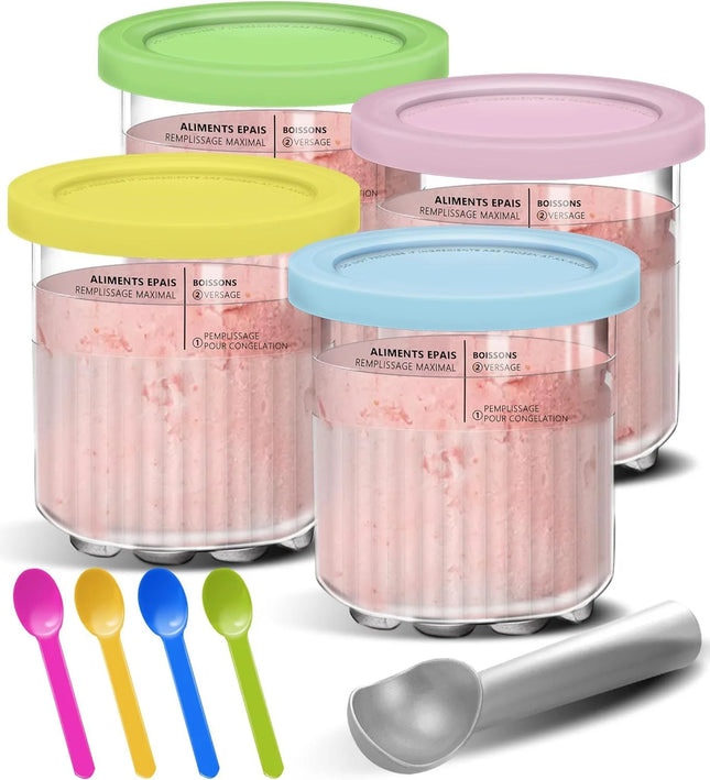 Containers Replacement for NC500/501 Ninja Creami Deluxe Pints Lids Creamy Ice Cream Containers Cups Set Family Size Compatible