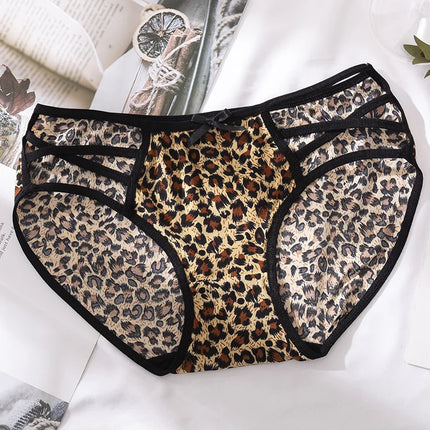 Summer Thin Breathable Women's Low-Waist Seamless Pure Desire Wild Leopard Print Panties