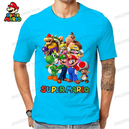 Men's -shir T Shirt Man 2024 110-6XL Super Mario Fashion Men's Children's T-Shirt Summer Parent-child Wear Streetwear Tops Anime