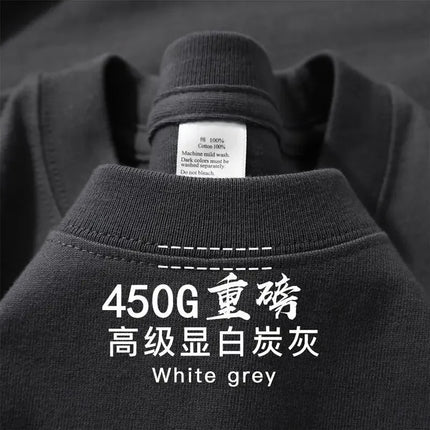 100% Cotton 450g M2 Heavy Cotton Short-sleeved T-shirt Summer Round Neck Loose Versatile Bottoming Shirt for Men and Women